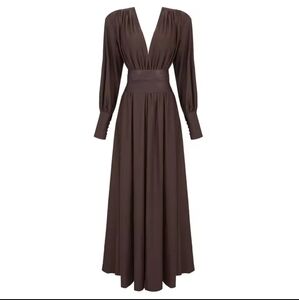 Brown Long Sleeve Maxi Dress